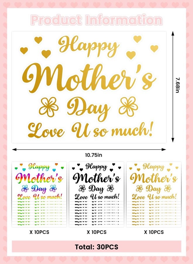 DECEED 30 Sheets Mother's Day Bobo Balloon Stickers Mothers Day Letters Stickers Mom Day DIY Balloon Decals Happy Mother's Day Party Decorations Supplies - Image 3